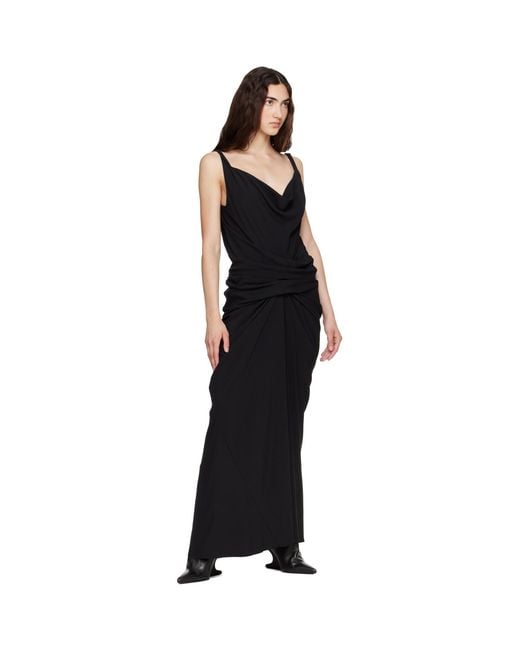 Rick Owens Black Tower Strutter Draped Maxi Dress