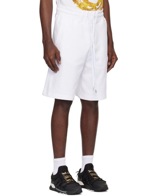 Versace Jeans Couture White V-emblem Shorts for men