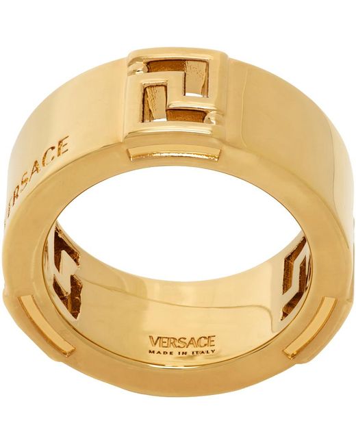 Versace Metallic Gold Band Ring for men