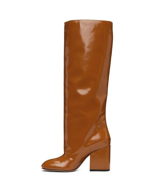 Marni Brown Leather Trunkaroo Knee-High Tall Boots