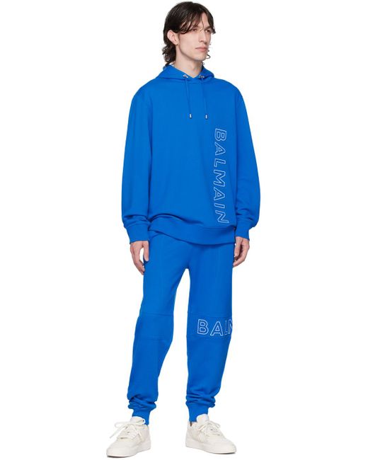 Balmain Blue Embossed Sweatpants for men