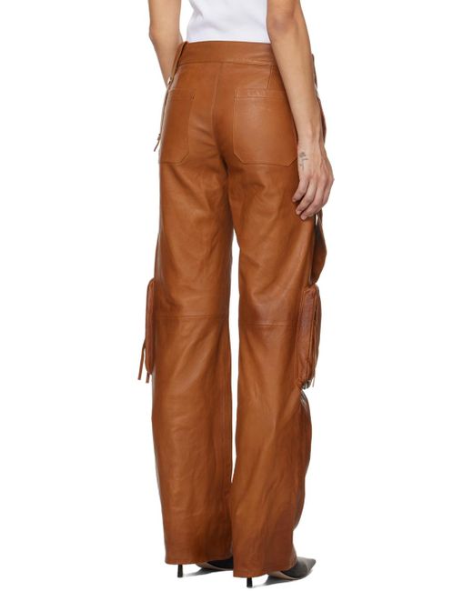 Blumarine Brown Bellows Pocket Leather Pants