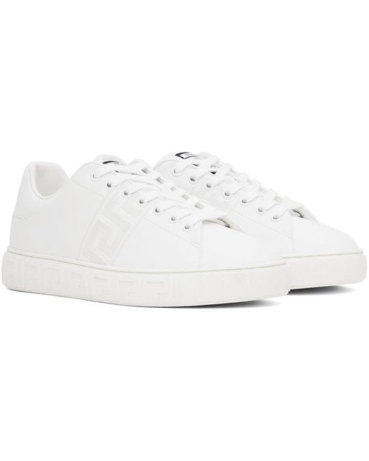 Versace Black White Embroidered Greca Sneakers for men
