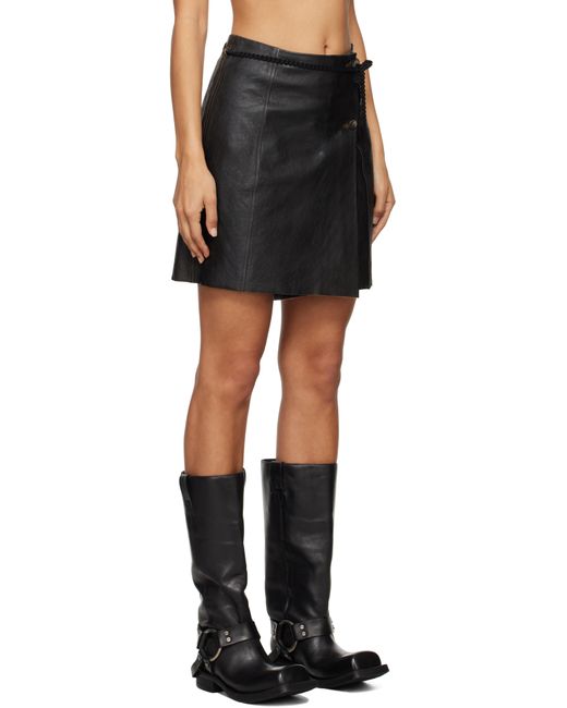 Our Legacy Black Wrap Leather Miniskirt