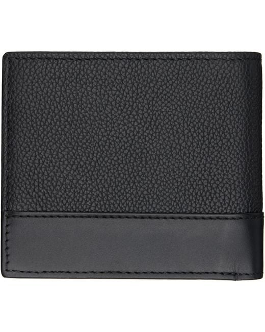 HUGO Black Stacked-Logo Leather Wallet for men