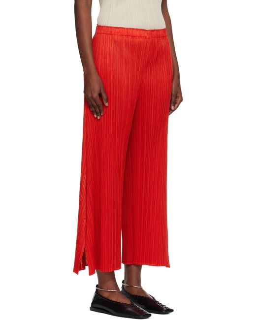 Pleats Please Issey Miyake Red Monthly Colors July Trousers