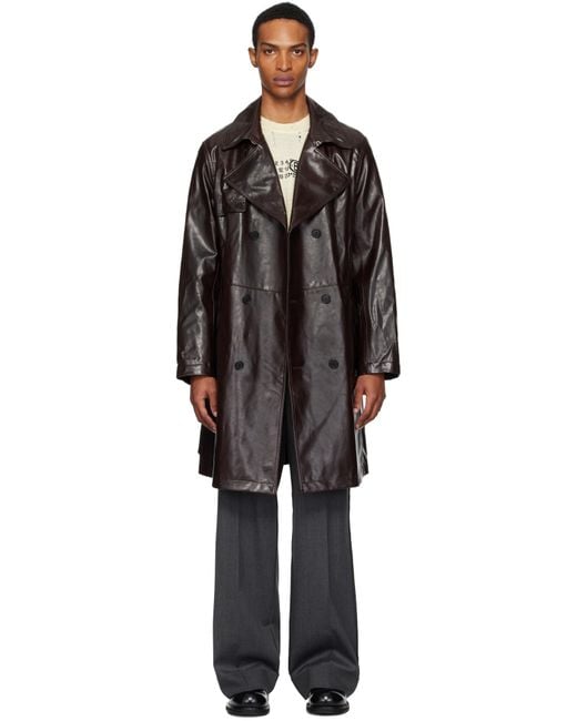 MM6 by Maison Martin Margiela Black Double-breasted Faux-leather Jacket for men