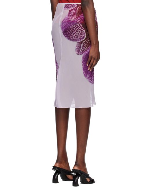 Jupe Midi Mauve En Soie À Image Imprimée Dries Van Noten en coloris Red