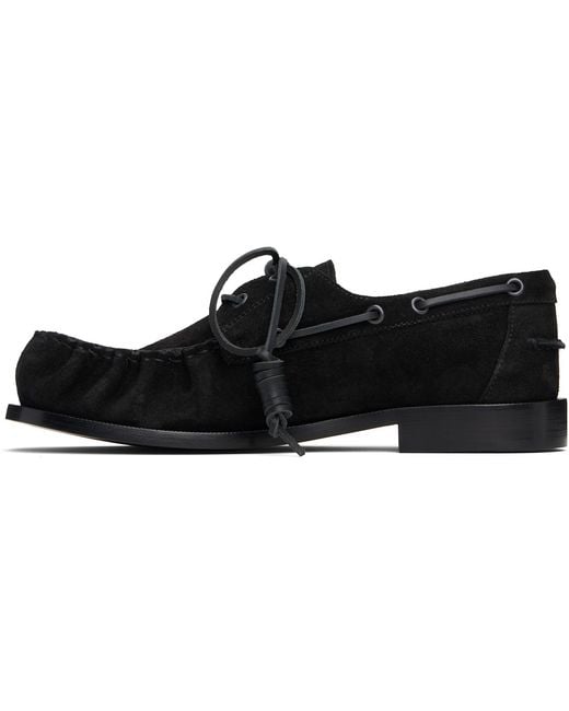 Dries Van Noten Black Suede Boat Shoes for men