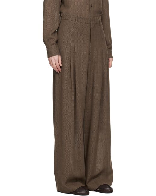 Pantalon Brun En Serge De Laine À Taille Haute SOSHIOTSUKI pour homme en coloris Brown