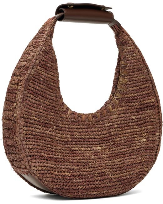 Staud ブラウン Moon ラフィア バッグ Brown