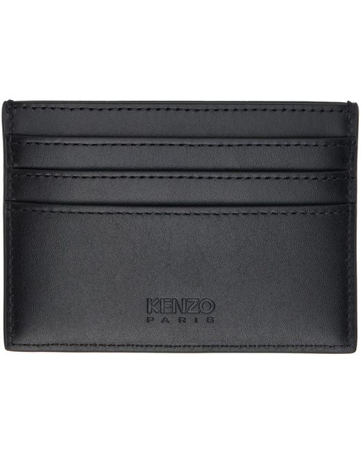KENZO Black Paris Emboss Leather Card Holder for men