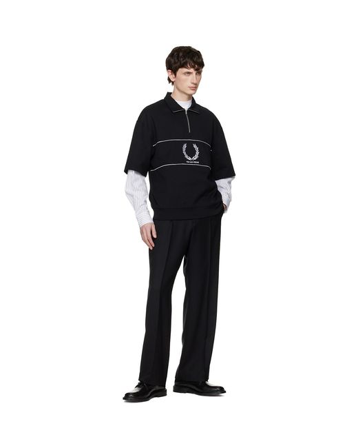 Fred Perry Black Kris Van Assche Edition Half Zip Sweatshirt for men