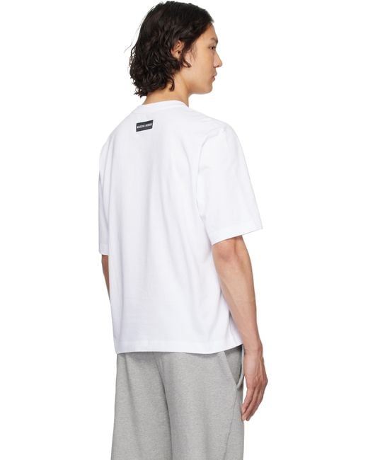 MARINE SERRE White Organic Cotton Plain T-Shirt for men