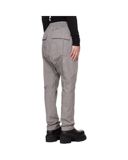 Rick Owens Gray Tower Drawstring Long Trousers for men