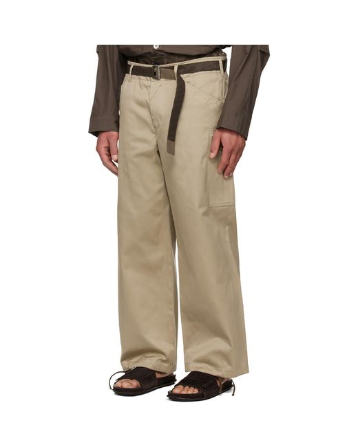 Sacai Tan Cotton Chino X Nylon Twill Cargo Pants in Natural for