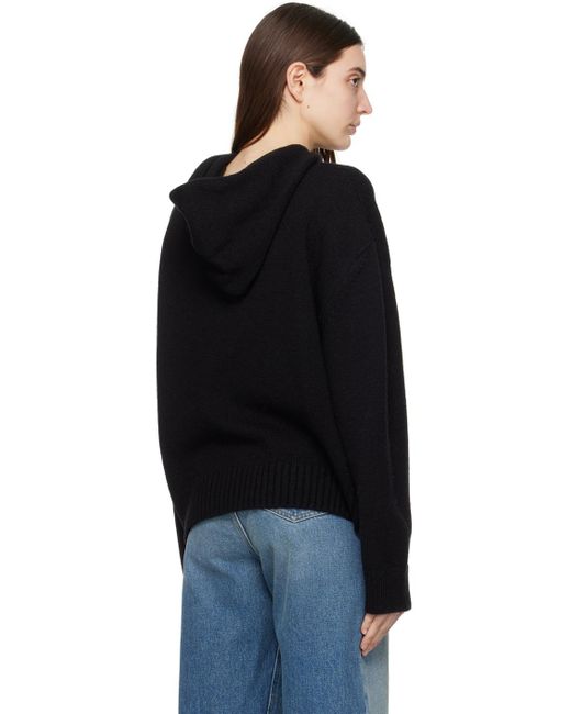 Pull à capuche noir à image à logo en tricot jacquard MM6 by Maison Martin Margiela en coloris Black