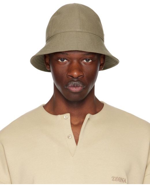 Zegna Natural Taupe Oasi Lino Bucket Hat for men