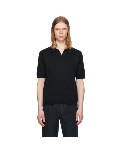 Norse Projects Black Leif Cotton Linen Polo for men