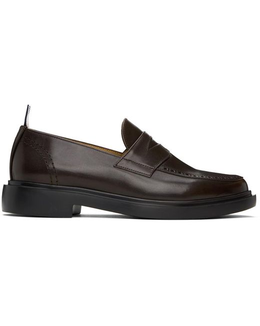 Thom Browne Black Brown Classic Penny Loafers for men