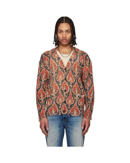 R13 Red Printed Boyfriend Cardigan for men