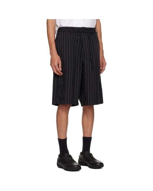 Y-3 Black Pinstripe Sport Uniform Shorts for men