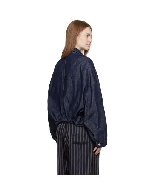Dries Van Noten Blue Bubble Hem Denim Jacket