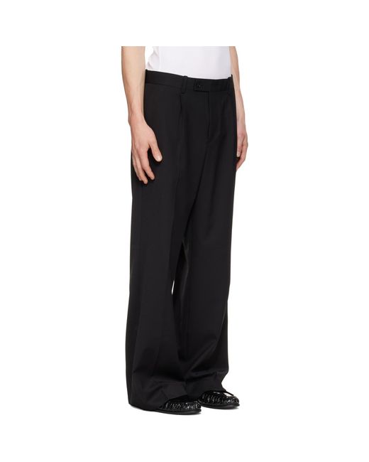 TONYWACK Black Melange Wool Wide-Leg Pleated Trousers for men