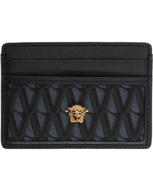 Versace Black 'La Medusa' V Jacquard Card Holder for men
