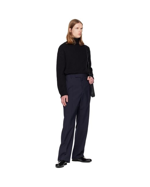 Jil Sander Blue Wool Poplin Trousers for men