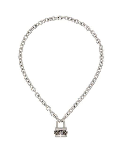 Balenciaga Metallic Bb Padlock Necklace