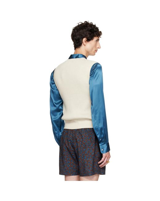 Dries Van Noten Blue Off- Jacquard Wool Sweater Vest for men