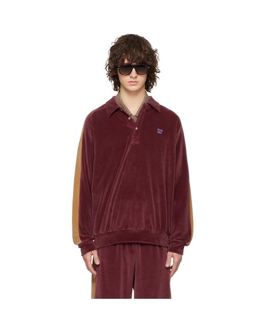 Needles Red Burgundy Side Line Polo for men