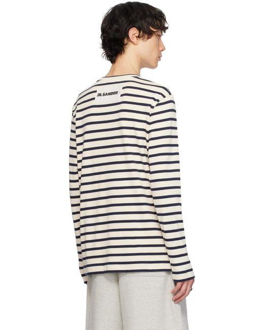 Jil Sander Black Beige & Navy Multistripe Long Sleeve T-shirt for men