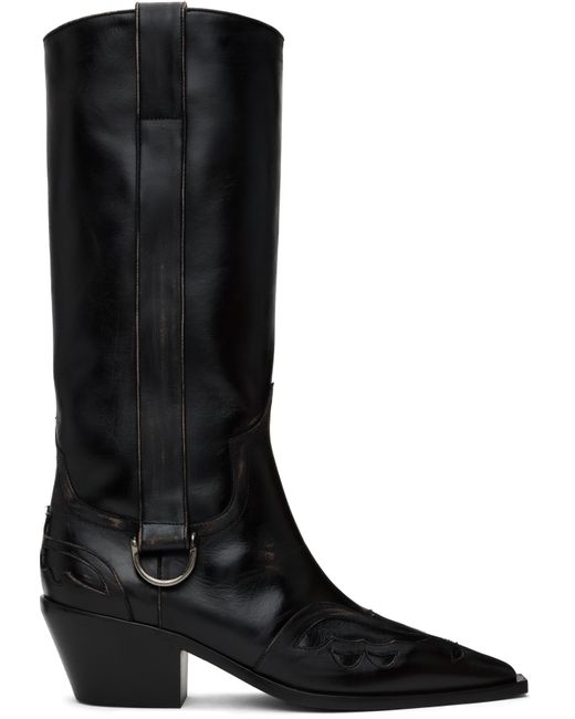 Enfants Riches Deprimes Black Painted Cowboy Tall Boots for men