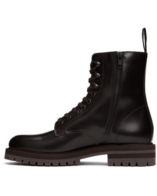 Common Projects Black Leather Combat Boots for men