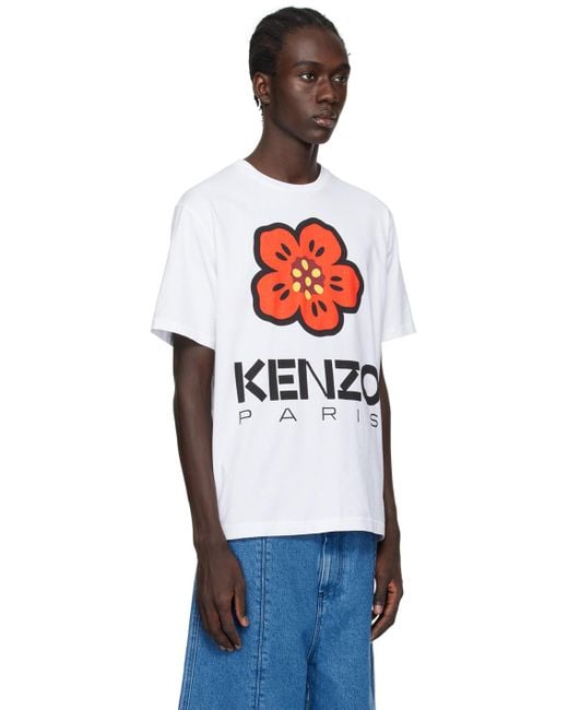 メンズ KENZO ホワイト Paris Boke Flower Tシャツ Black