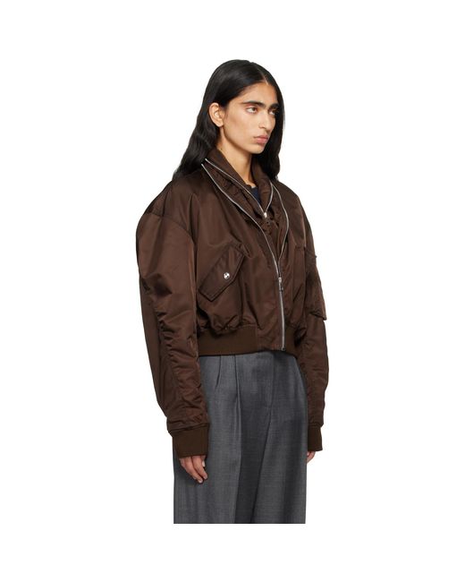 Givenchy Brown Zipped Shawl Collar Bomber Jacket