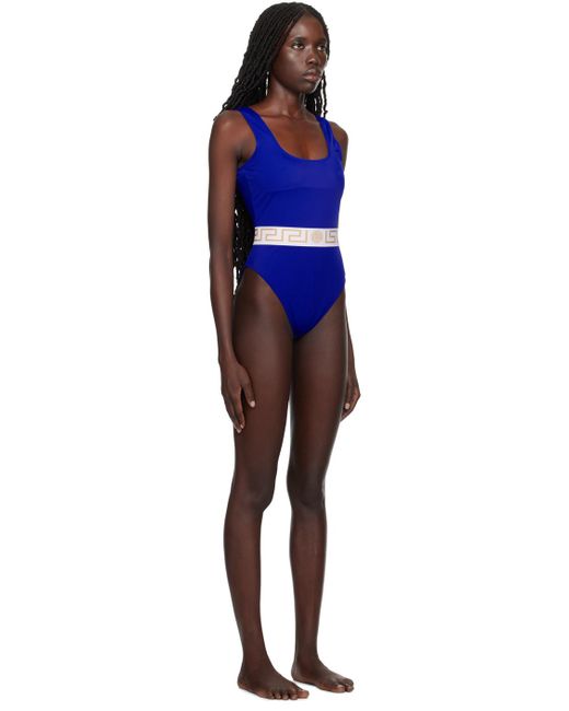 Versace Blue Greca Swimsuit