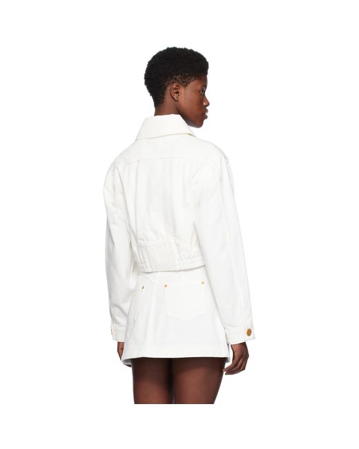 Balmain White Cropped Denim Jacket