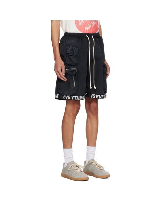 RIVINGTON roi Rebis Black Left Out Shorts for men
