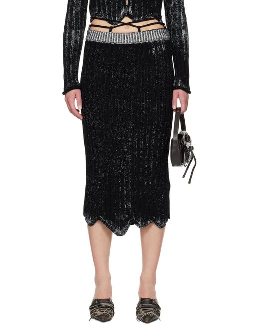 Acne Black Asymmetric Midi Skirt