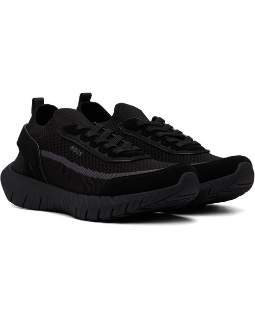 Boss Black Suede Trims Sock Sneakers for men