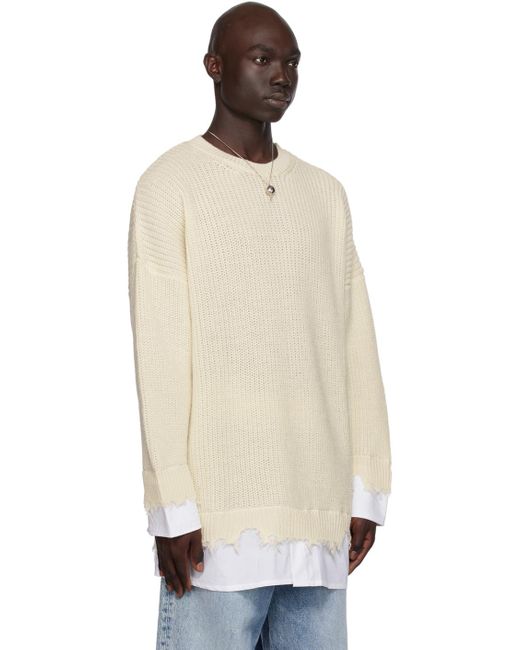 MM6 by Maison Martin Margiela Natural Off-white Layered Sweater for men
