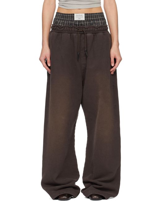 Acne Brown Layered Logo Sweatpants