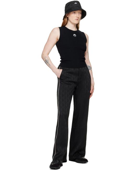 MARINE SERRE Black Jacquard Trousers