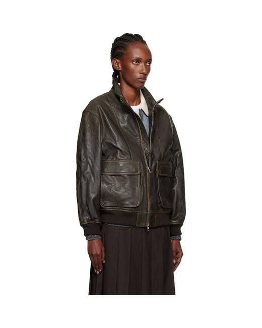 DUNST Black Stand Collared Leather Jacket