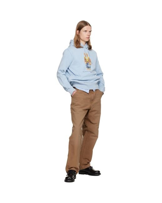 Polo Ralph Lauren Blue Polo Bear Garment-Dyed Fleece Hoodie for men