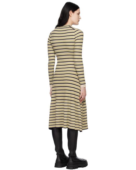 Proenza Schouler Black Multicolor White Label Stripe Midi Dress