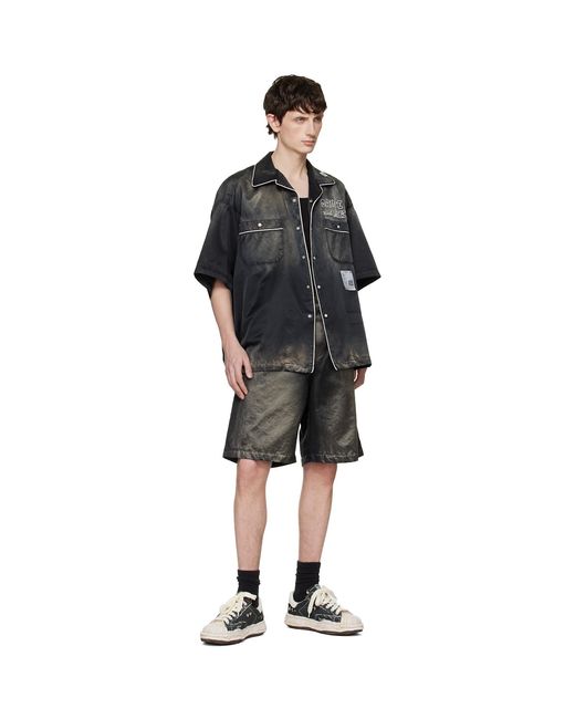 Maison Mihara Yasuhiro Black Sun Faded Like Satin Shirt for men